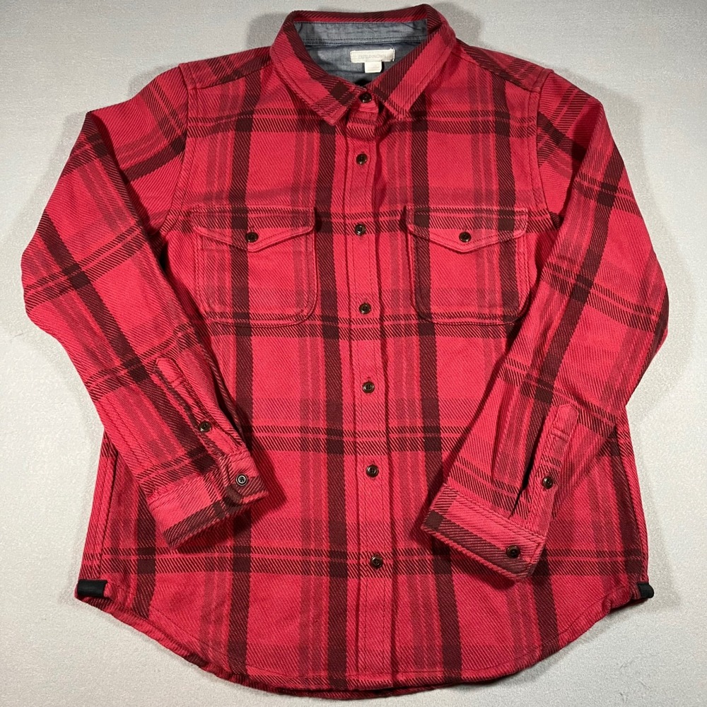 NWOT Outerknown Blanket Shirt Womens M Red Black Plaid Organic Cotton Shacket
